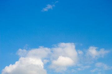 Bright blue sky with white clouds for background or wallpapers
