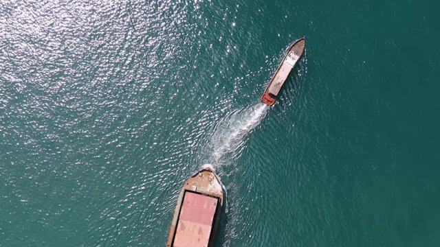 Aerial view of an African Shipping port in smaller developing nations. BRIC countries. Belt and Road in Africa.