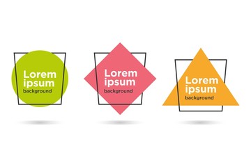 Set of modern abstract vector banners. Geometric shapes of different colors with black outline design - Vector