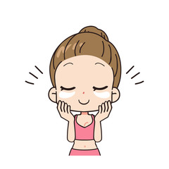 パックをする女性の正面イラスト　上半身