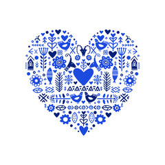 I Love You poster in ethnic folk style 