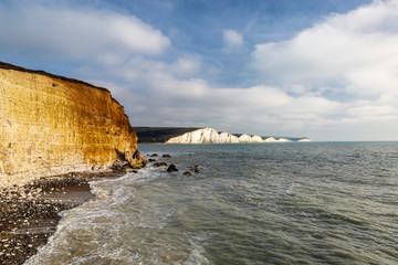 The Seven Sisters cliffs in Sussex viewed from Hope Gap