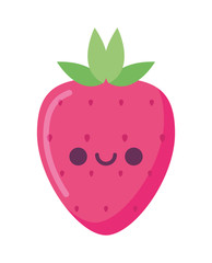 Obraz premium kawaii strawberry fruit cartoon vector design