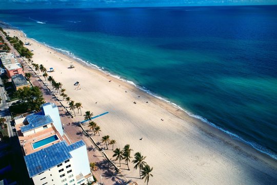 Aerial view of Hollywood Beach, Miami, United States. Great landscape. Vacation travel. Travel destinations.