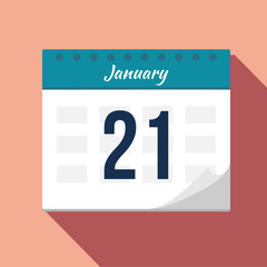 Calendar icon. Calendar Date - January. Planning. Time management.