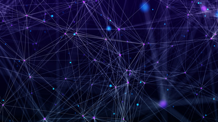 Digital plexus of glowing lines and dots. Abstract background. 3D rendering. Network or connection. 3d rendering.