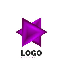 Triangle icon geometric logo template. Minimal geometrical design, 3d geometric bold symbol in relief style with color blend steps effect. Vector Illustration For Button, Banner, Background