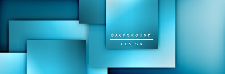 Square shapes composition geometric abstract background. 3D shadow effects and fluid gradients. Modern overlapping forms