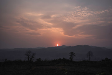 sunset scenic view at Hsipaw village in the Shan state of Myanmar Burma South East Asia