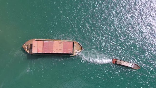 Aerial view of an African Shipping port in smaller developing nations. BRIC countries. Belt and Road in Africa.