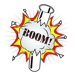 exploding test glass/ chemistry/ cartoon vector illustration