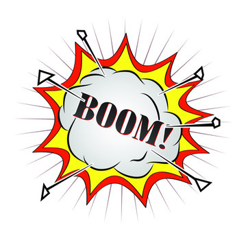 explosion cartoon cloud with boom! text