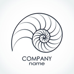 nautilus shell spiral shape logo - obrazy, fototapety, plakaty