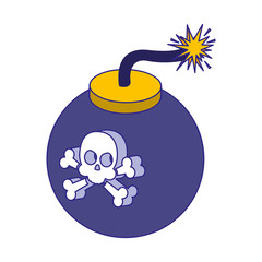 Skull and bomb of security system vector design