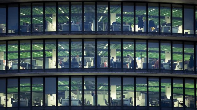 Close up view of corporate office building 
