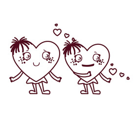Isolated female hearts cartoons vector design