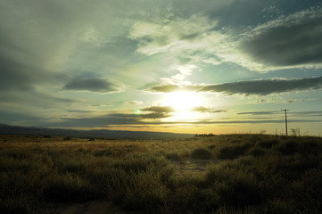Fototapeta na wymiar sunset over a field in idaho