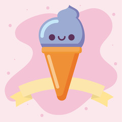 kawaii ice cream cartoon vector design