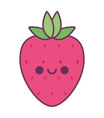 kawaii strawberry fruit cartoon vector design