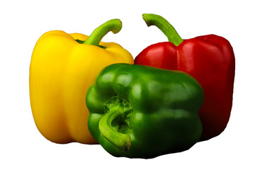 Close up sweet pepper on white background have path