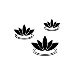 Lotus Flowers in lake. Flat Icon isolated In White Background