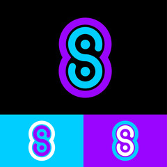 Number 8 logo and S letter. 8S monogram. Abstract infinity emblem. Network, web, UI icon. Modern technology. 