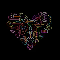 Selbstklebende Fototapeten Musikalisches Herz Neon-Design ©  danjazzia