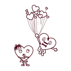Isolated female and male hearts cartoons couple vector design