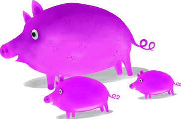 Cute pigs vector illustration on white background children illustration