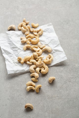 Fresh organic cashew nuts close-up