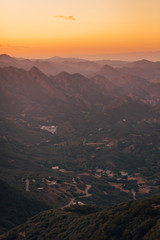 Sunset view over mountains in Malibu, California
