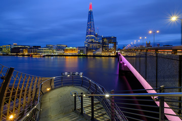 London, UK: View from London Bridge across the River Thames towards the Shard