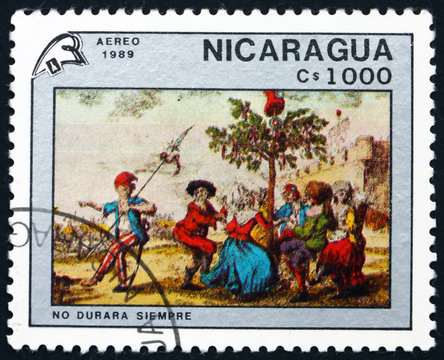 Postage stamp Nicaragua 1989 Dancing around the Liberty Tree