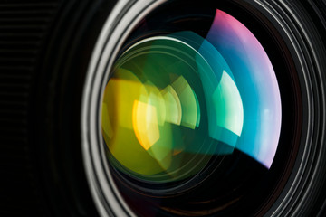 A camera lens with a beautiful close-up optical unit as a substrate.