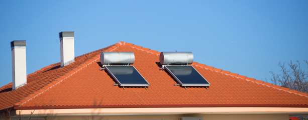 solar heater panels on the roof