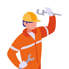 Isolated builder avatar man with yellow helmet vector design