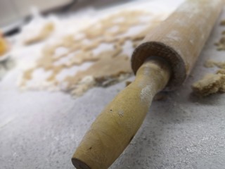rolling pin and dough