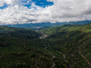 Fototapeta na wymiar Beautiful aerial view of the beautiful town of Santa Maria de Dota in Costa Rica -town in valley