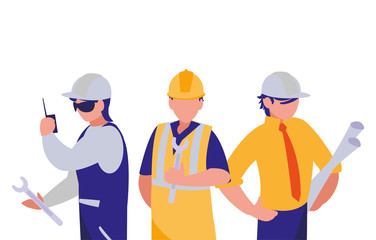 Isolated builders architects and engineers men vector design