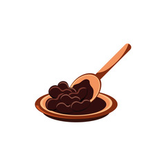 Isolated mexican bean sauce and wood spoon vector design