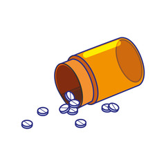 Isolated pills and jar of medical care concept vector design
