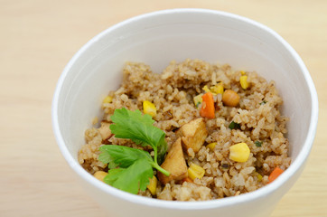 Close up of fried rice cup meal