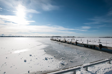 Toronto's Harbourfront with Ontario Lake frozen