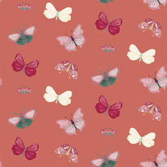 vector seamless pattern with butterflies