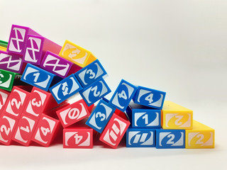 Bright Colorful Parts Pieces Japanese Speed and Agility Stacked Square Block Games in White Isolated Background 
