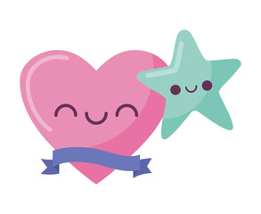 kawaii heart and star cartoon vector design