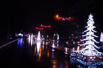 New Year's city at night