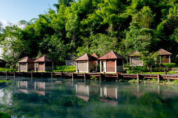 Obraz premium Hot Springs at Doi Pha Hom Pok National Park, Fang, Chiang mai, Thailand.