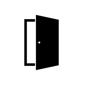 Door black vector icon isolated on white background