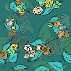 Seamless flower rose pattern. Texture background. Vector seamless vintage floral pattern. Vintage abstract illustration with pink rose on red background.